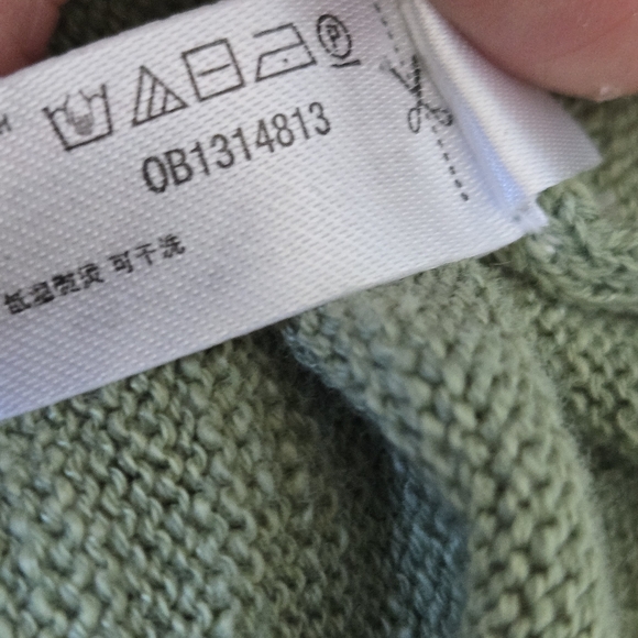 NWT Free People Beach Oversized Green Button Up Cotton Linen Sweater Size Medium - Picture 13 of 15
